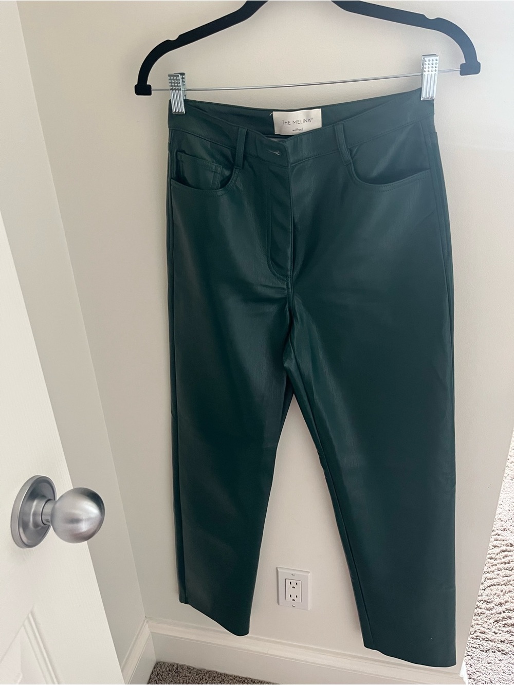 Wilfred Forest Green Leather Pants